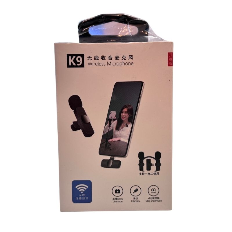 K9 Dual Wireless Lavalier Microphone | Plug & Play USB Type-C & iOS Mic with Auto Sync & Noise Reduction