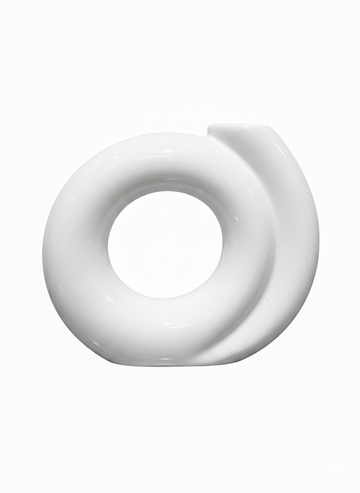 Modern White Circular Ceramic Vase - Minimalist Hollow Donut Flower Pot for Nordic Home Decor & Office Tabletop